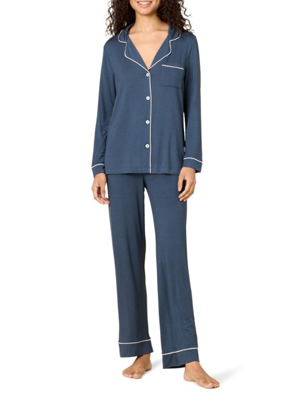 Amazon Essentials x Sofia Grainge Women's Stretch Modal Long-Sleeve Button-Front